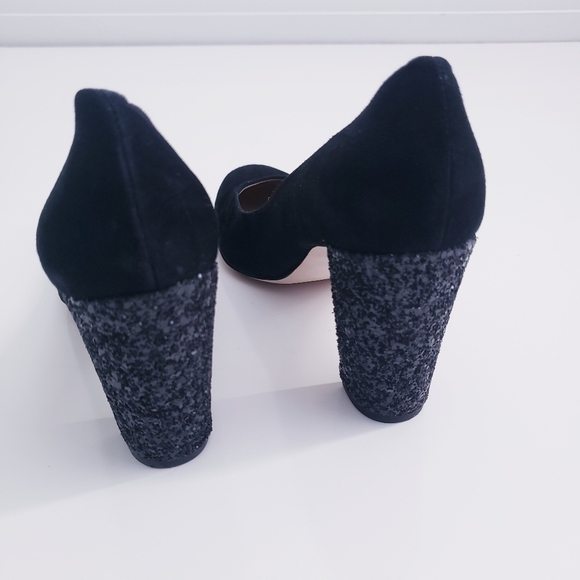 Ann Taylor Glitter Chunky Round Toe Heels - Picture 5 of 8